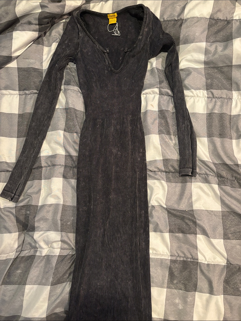 Dazey LA Black Ribbed Long-Sleeve Maxi Dress